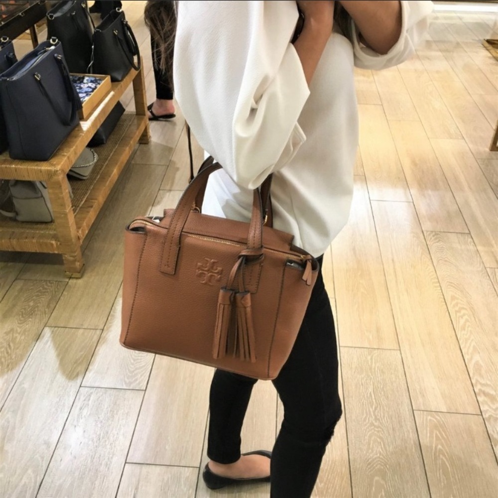 🆕 TORY BURCH Thea Mini Slouchy Satchel NWT brown - Picture 7 of 9